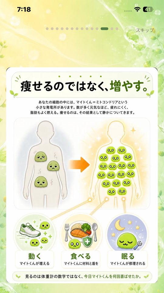 解説画面 — ミトコンドリアの仕組み